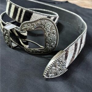 Roper Black and Silver Animal Print Women's Belt